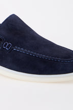 Azure Lacivert Süet Hakiki Deri Loafer